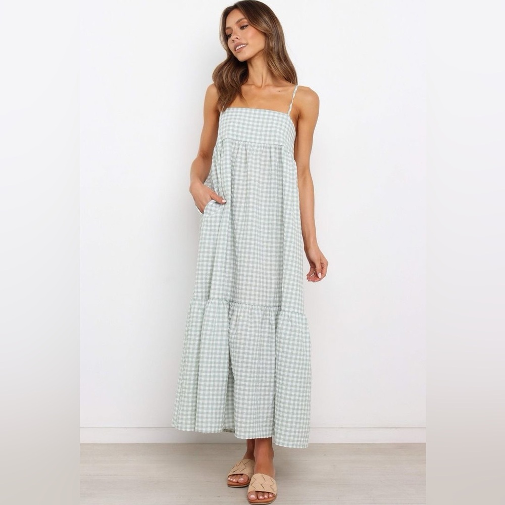 Petal & Pup Green Gingham Maxi Dress